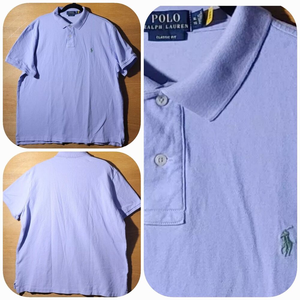 Polo Ralph Lauren Cotton POLO Size XL Men's Lavender Purple Short Sleeve LOGO